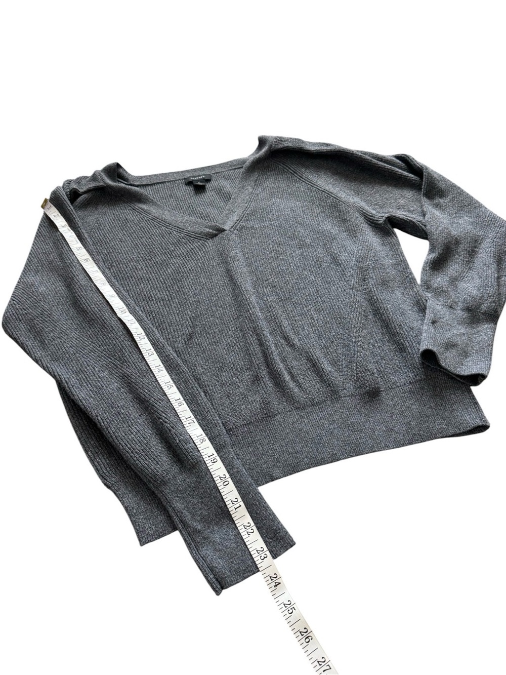 Halogen Super Soft Ribbed V Neck Sweater Gray Pullover XL - Picture 9 of 9
